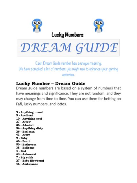 lucky numbers dream guide|dream interpretations meanings guide pdf.